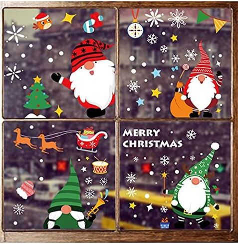 122Pcs Christmas Window Clings for Glass Windows,6 Sets Holiday Window Stickers Indoor,Hristmas Decorations Window Decals Large,Clearance New Christmas Decal Decor for Home Office Classroom in Saudi Arabia