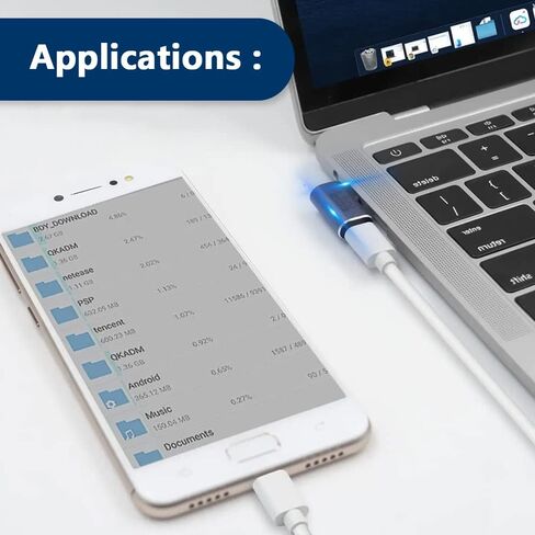 DKARDU 4Pack Middle Bend Right Angle 90 Degree USB C Type-C Adapter, Male to Female Adapter with 40Gbps PD 100W USB C Adapter for Mobile Phone, Laptop, PC, Nintendo Switch in Kuwait