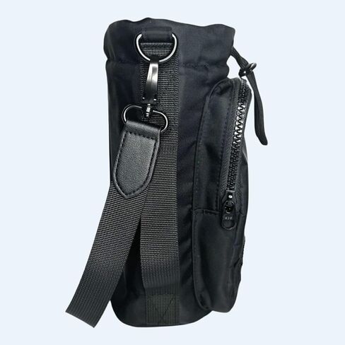 Water Bottle Bag with Strap | Premium Nylon | Insulated Water Bottle Holder with Phone Pocket | Water Bottle Carrier Up To 32 oz | Water Bottle Crossbody Bag for Hiking Walking Traveling Gym (Black) in Saudi Arabia