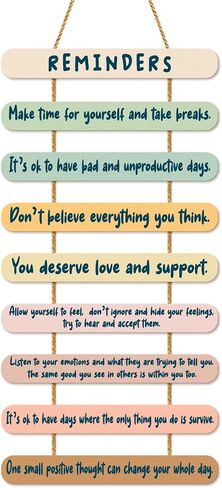 Inspirational Wall Decor for Office Positive Affirmations Gifts for Women Teenage Girls Boys Coworkers, Mental Health Psychology Little Reminders Wooden Hanging Wall Art Decor for College Office Home in Kuwait