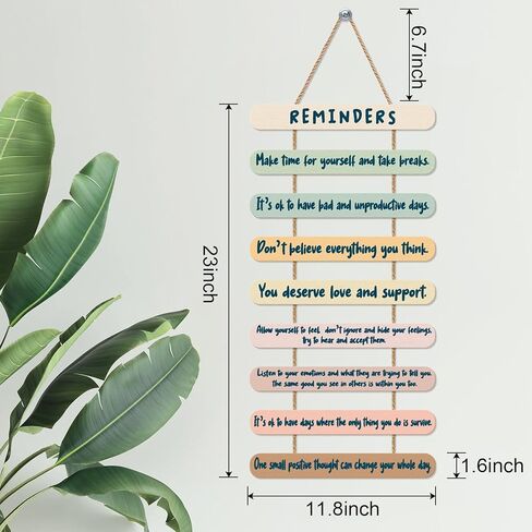 Inspirational Wall Decor for Office Positive Affirmations Gifts for Women Teenage Girls Boys Coworkers, Mental Health Psychology Little Reminders Wooden Hanging Wall Art Decor for College Office Home in Kuwait
