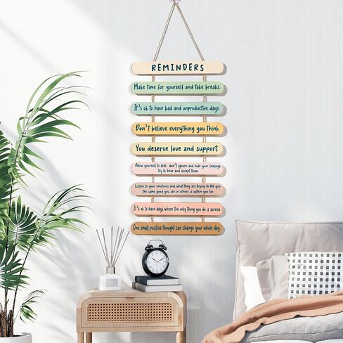 Inspirational Wall Decor for Office Positive Affirmations Gifts for Women Teenage Girls Boys Coworkers, Mental Health Psychology Little Reminders Wooden Hanging Wall Art Decor for College Office Home in Kuwait