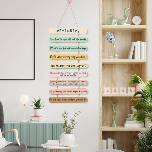 Inspirational Wall Decor for Office Positive Affirmations Gifts for Women Teenage Girls Boys Coworkers, Mental Health Psychology Little Reminders Wooden Hanging Wall Art Decor for College Office Home in Kuwait