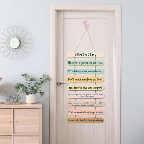 Inspirational Wall Decor for Office Positive Affirmations Gifts for Women Teenage Girls Boys Coworkers, Mental Health Psychology Little Reminders Wooden Hanging Wall Art Decor for College Office Home in Kuwait