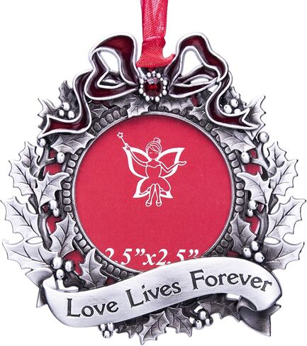 Christmas Tree Ornament Picture Frame Holiday Keepsake Gift Home Decor Christmas Decorations Xmas Gifts Pendant with 2.5" Photo Frame Insert (Golden 2024) in Kuwait
