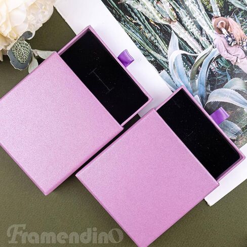 Framendino, 2 Pack Cardboard Jewelry Paper Boxes Bulk Ring Boxes with Lids 3.1x3.1x0.7 Inch Small Jewelry Boxes for Bracelets Necklace Earring Bracelet Ring (Purple) in Saudi Arabia