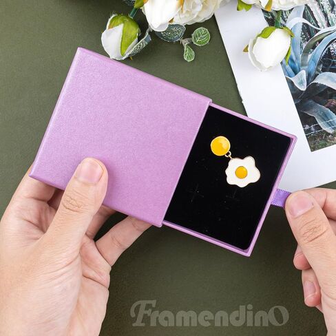 Framendino, 2 Pack Cardboard Jewelry Paper Boxes Bulk Ring Boxes with Lids 3.1x3.1x0.7 Inch Small Jewelry Boxes for Bracelets Necklace Earring Bracelet Ring (Purple) in Saudi Arabia