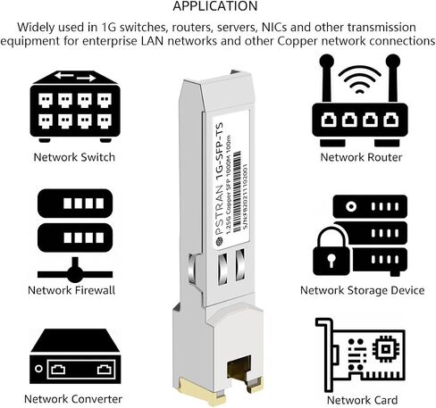 وحدة استقبال 1000Base-T SFP إلى RJ45 1.25G SFP-T SERDES النحاس 100m Mini-GBIC لـ Cisco GLC-T SFP-GE-T Ubiquiti Unifi UF-RJ45-1G Netgear AGM734 Finisar FCLF852XP2BTL D-Link DGS-712 عبوة 10 in Kuwait