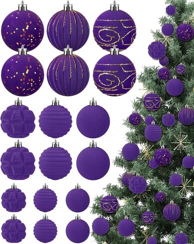 Suzile 18 Pcs 18 Pcs Velvet Christmas Tree Ornaments Flocked Christmas Ball Decorations Xmas Balls Christmas Hanging Ornaments for Xmas Tree Wreath Garland Holiday Fireplace Decoration (Red) in Saudi Arabia