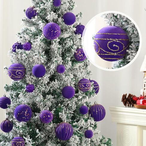 Suzile 18 Pcs 18 Pcs Velvet Christmas Tree Ornaments Flocked Christmas Ball Decorations Xmas Balls Christmas Hanging Ornaments for Xmas Tree Wreath Garland Holiday Fireplace Decoration (Red) in Saudi Arabia