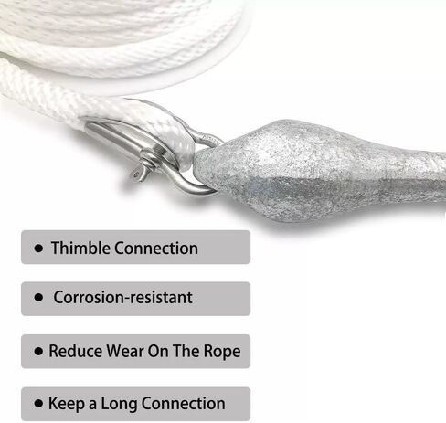 خط مرساة صلب MFP مقاس 3/8 بوصة × 100 قدم من CAPTAIN - حبل مرساة من الدرجة البحرية مع كشتبان وقيد من الفولاذ المقاوم للصدأ، حبل مرساة للقارب عالي التحمل (رمادي) in Kuwait