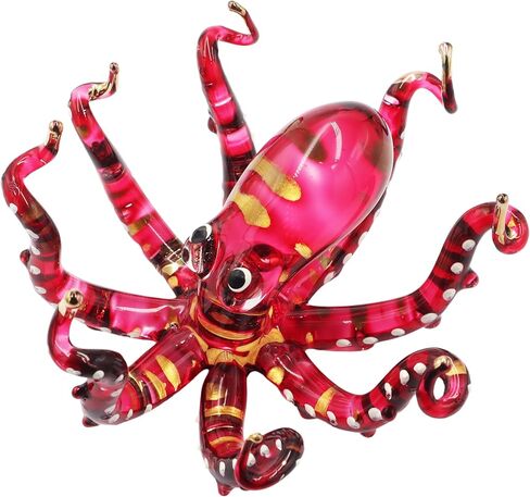 Exquisite Hand Blown Glass Color Painted Sea Octopus Sculpture Figurine in Kuwait