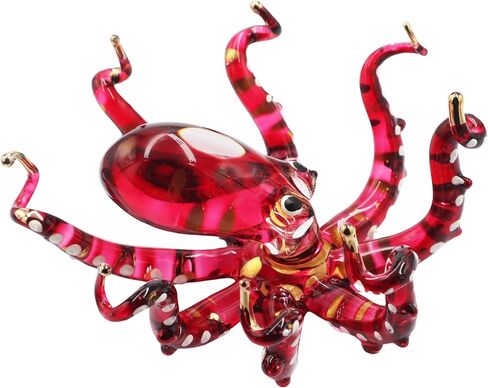 Exquisite Hand Blown Glass Color Painted Sea Octopus Sculpture Figurine in Kuwait