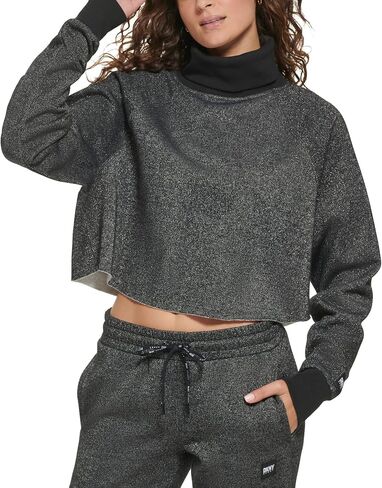 DKNY Sparkle Fleece High-Waist Relaxed Joggers Black LG in Saudi Arabia