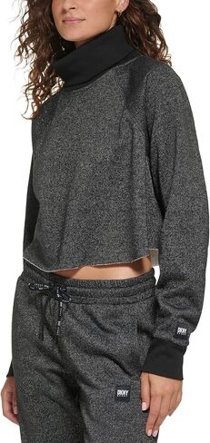 DKNY Sparkle Fleece High-Waist Relaxed Joggers Black LG in Saudi Arabia