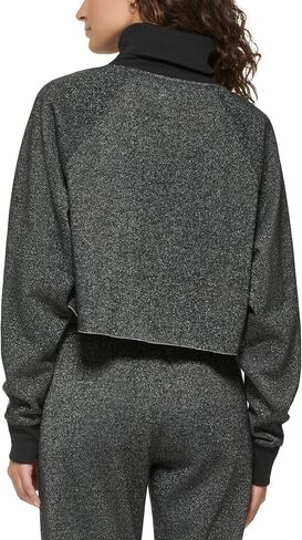 DKNY Sparkle Fleece High-Waist Relaxed Joggers Black LG in Saudi Arabia
