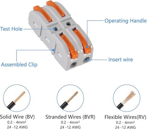 موصلات أسلاك الرافعة، 40 قطعة من موصلات الأسلاك المدمجة من Coliao، موصلات توصيل كهربائية سريعة التوصيل للدائرة المضمنة 24-12 AWG in Kuwait