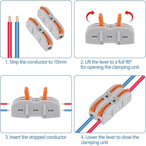 موصلات أسلاك الرافعة، 40 قطعة من موصلات الأسلاك المدمجة من Coliao، موصلات توصيل كهربائية سريعة التوصيل للدائرة المضمنة 24-12 AWG in Kuwait