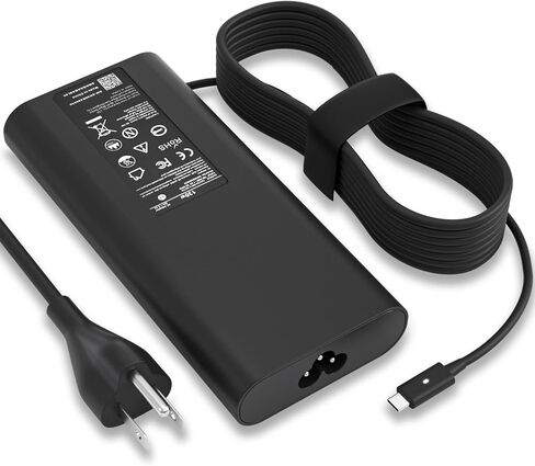 شاحن USB C 130 واط لشاحن الكمبيوتر المحمول Dell 130 واط USB C - شاحن Dell XPS 15، محول تيار متردد USB-C 130 واط من Dell، XPS 17 9575 9700 Precision 5560 5550 5750 Latitude 7310 7210 9410 9510 مع سلك طاقة بطول 1 متر in Kuwait