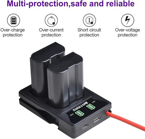 Batmax 2 قطعة 2280 مللي أمبير EN-EL15 EN-EL15B EN-EL15C بطارية لنيكون Z5، Z6، Z6 II، Z7، Z7II D780، D850، D7500، 1 V1، D500، D600، D610، D750، D800، D800E، D810، D810A، الكاميرات الرقمية D7000، D7100، D7200 in Kuwait