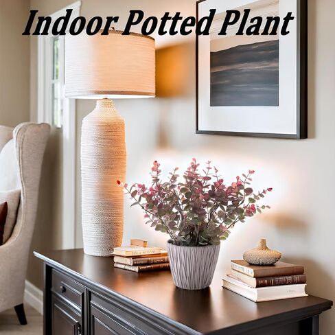 Artificial Plant Decor Indoor 12 Inch Purple and Green Leaves Real Looking Eucalyptus Fake Plant for Farmhouse Hotel Entryway Windowsill Bedroom Decoration with Metal Planter in Saudi Arabia