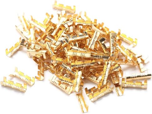 Brass Crimp Terminal, 100Pcs U Shape Copper Terminals Open Barrel Crimp Wire Cable Quick Wiring Butt Docking Connector Assortment Kit in Saudi Arabia