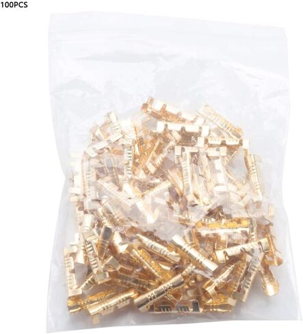 Brass Crimp Terminal, 100Pcs U Shape Copper Terminals Open Barrel Crimp Wire Cable Quick Wiring Butt Docking Connector Assortment Kit in Saudi Arabia