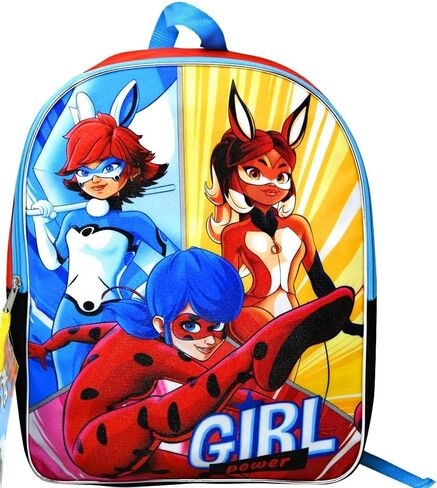 حقيبة ظهر Miraculous Ladybug – حقيبة للبنات بمساحة كبيرة مع طباعة كرتونية لـ Rena Rouge وDragon Rider – طبقتين أصفر وأزرق in Kuwait
