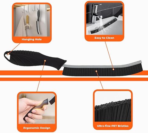 3Pcs Cleaning Brush- Includes 1 Soft Bristle Cleaning Brush, 2 Hard Crevice Brush, Bathroom Cleaning Brush, Multifuntianal Grout Brush, Cleaning Tools for Auto Vent Wheel Kitchen House (Black) in Saudi Arabia