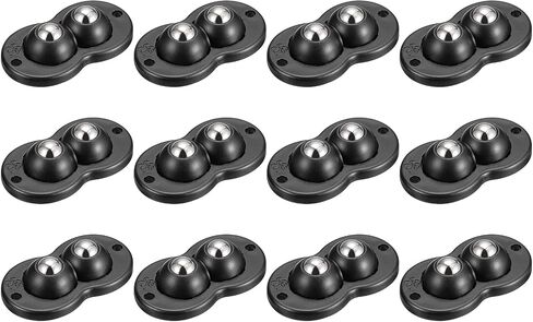 uxcell 12Pcs Self Adhesive Caster Wheels, Mini Swivel Sticky Universal Pulley for Bin Bottom, Trash Can, Storage Box, Furniture (Black) in Saudi Arabia