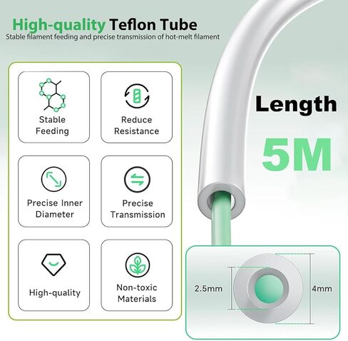 ملحقات الطابعة ثلاثية الأبعاد أنبوب تيفلون 5M PTFE مع قاطع لطابعة Bambu Lab A1/A1 mini/P1P/P1S/X1C/ K1/K1 Max/Ender 3 V3 ثلاثية الأبعاد، 2.5 مم ID×4 مم OD PTFE Teflon Tube يناسب الطابعة ثلاثية الأبعاد لطارد المحرك المباشر. in Kuwait