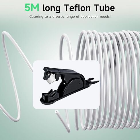 ملحقات الطابعة ثلاثية الأبعاد أنبوب تيفلون 5M PTFE مع قاطع لطابعة Bambu Lab A1/A1 mini/P1P/P1S/X1C/ K1/K1 Max/Ender 3 V3 ثلاثية الأبعاد، 2.5 مم ID×4 مم OD PTFE Teflon Tube يناسب الطابعة ثلاثية الأبعاد لطارد المحرك المباشر. in Kuwait