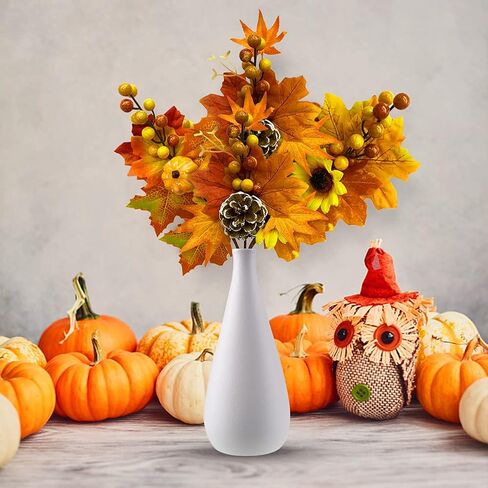 6 Pack Artificial Maple Leaves Branches Pumpkin Fall Stems for Vases Fake Berry Picks Fall Artificial Flower Decor Autumn Centerpieces Floral Arrangements Thanksgiving Harvest Day Party Decoration in Saudi Arabia