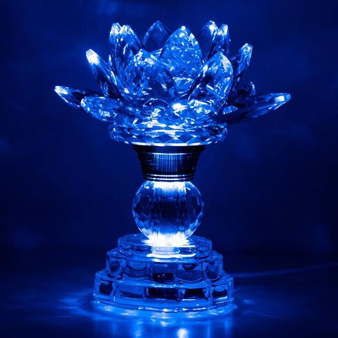 LED Crystal Lotus Flower Lamp – USB Powered Buddha Light for Worship, Prayer and Display,Lotus Flower Light for Bedroom, Buddhist Supplies,Shrine,Meditation Room 8’’ (Blooming Lotus-7 Color- M) in Saudi Arabia