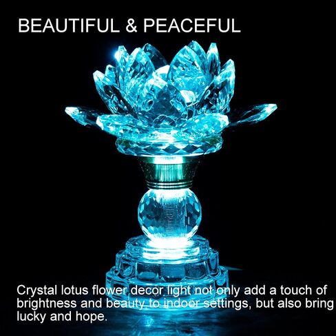LED Crystal Lotus Flower Lamp – USB Powered Buddha Light for Worship, Prayer and Display,Lotus Flower Light for Bedroom, Buddhist Supplies,Shrine,Meditation Room 8’’ (Blooming Lotus-7 Color- M) in Saudi Arabia