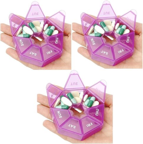 Pill Organizer, 3 Pack Pill Box, Small Pill Case,Medicine Pill Organizer 1 Time a Day, Weekly Pill Organizer, Pill Container, Pill Holder, Daily Pill Organizer Travel Pill Organizer 7 Day(Purple) in Saudi Arabia