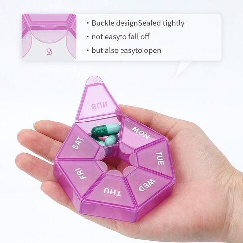 Pill Organizer, 3 Pack Pill Box, Small Pill Case,Medicine Pill Organizer 1 Time a Day, Weekly Pill Organizer, Pill Container, Pill Holder, Daily Pill Organizer Travel Pill Organizer 7 Day(Purple) in Saudi Arabia