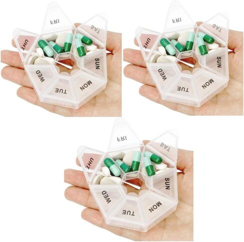Pill Organizer, 3 Pack Pill Box, Small Pill Case,Medicine Pill Organizer 1 Time a Day, Weekly Pill Organizer, Pill Container, Pill Holder, Daily Pill Organizer Travel Pill Organizer 7 Day(Purple) in Saudi Arabia