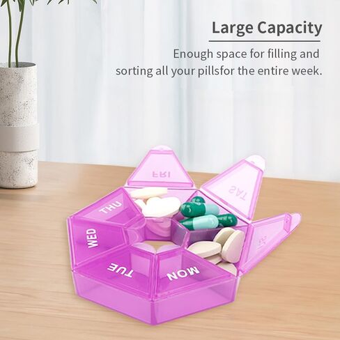 Pill Organizer, 3 Pack Pill Box, Small Pill Case,Medicine Pill Organizer 1 Time a Day, Weekly Pill Organizer, Pill Container, Pill Holder, Daily Pill Organizer Travel Pill Organizer 7 Day(Purple) in Saudi Arabia