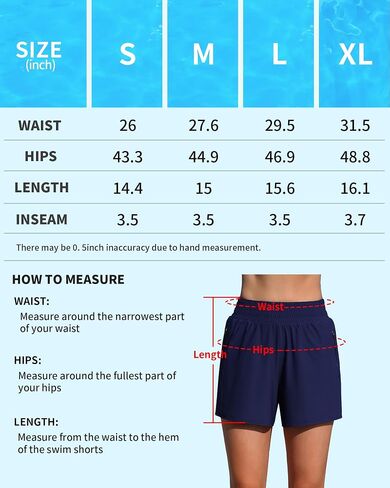 Women's 3" High Waisted Swim Shorts with Pockets Quick Dry Swimsuits Bottoms Beach Athletic Shorts in Kuwait