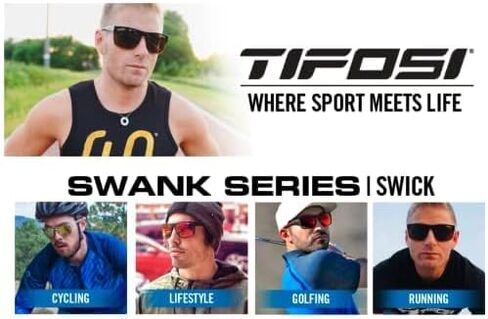 Tifosi Optics Swick Sunglasses Bundle with Case and Eyewear Straps (Onyx Blue Fade/Sky Blue Mirror) in Saudi Arabia