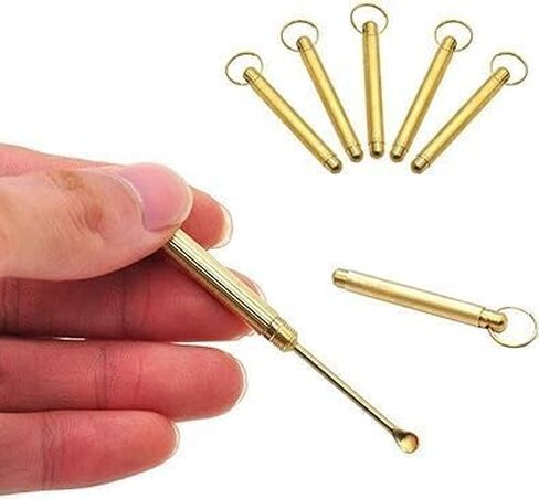5Pcs Gold Men Metal Keychain Shape Gold Multifunction Earpick Earwax Cleaner Spoon Folding Ear Pick Spoon Earwax Removal， Watch Accessories in Saudi Arabia