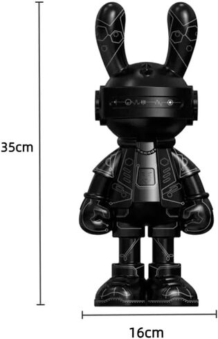 Y2k Cyberpunk Sculpture Cartoon Animal Action Figure Interstellar Robot Rabbit Model Statue 13.78'' Large Black Tabletop Ornaments Porch Bedroom Living Room Home Decor in Saudi Arabia