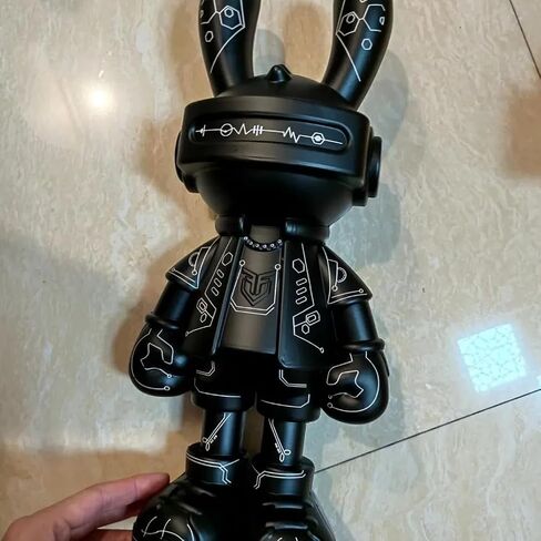 Y2k Cyberpunk Sculpture Cartoon Animal Action Figure Interstellar Robot Rabbit Model Statue 13.78'' Large Black Tabletop Ornaments Porch Bedroom Living Room Home Decor in Saudi Arabia