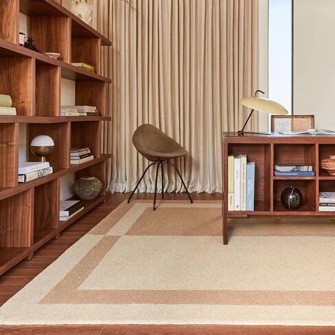 Rugs USA x Arvin Olano Gino Two-Tone Bordered Wool Area Rug, 8x10, Beige in Saudi Arabia