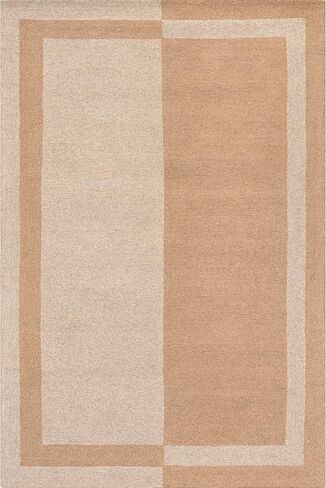 Rugs USA x Arvin Olano Gino Two-Tone Bordered Wool Area Rug, 8x10, Beige in Saudi Arabia
