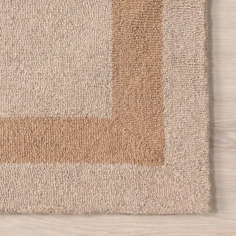 Rugs USA x Arvin Olano Gino Two-Tone Bordered Wool Area Rug, 8x10, Beige in Saudi Arabia