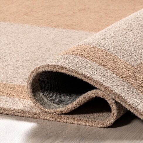 Rugs USA x Arvin Olano Gino Two-Tone Bordered Wool Area Rug, 8x10, Beige in Saudi Arabia