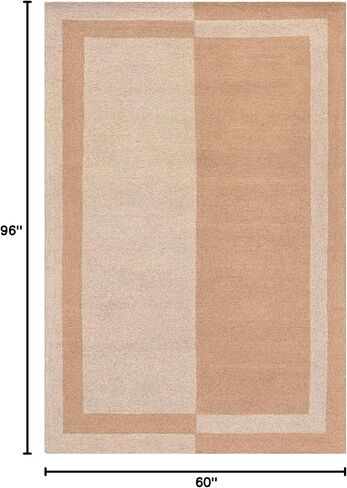Rugs USA x Arvin Olano Gino Two-Tone Bordered Wool Area Rug, 8x10, Beige in Saudi Arabia