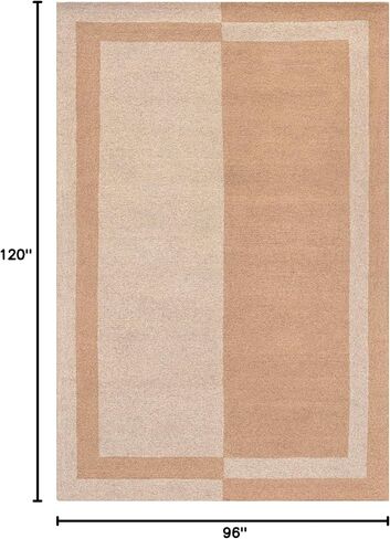 Rugs USA x Arvin Olano Gino Two-Tone Bordered Wool Area Rug, 8x10, Beige in Saudi Arabia